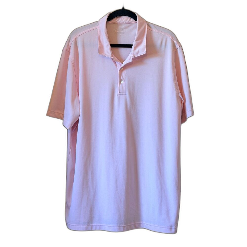 Vineyard Vines Mens XL Performance Golf Polo Shirt Pink Short Sleeve Flaw